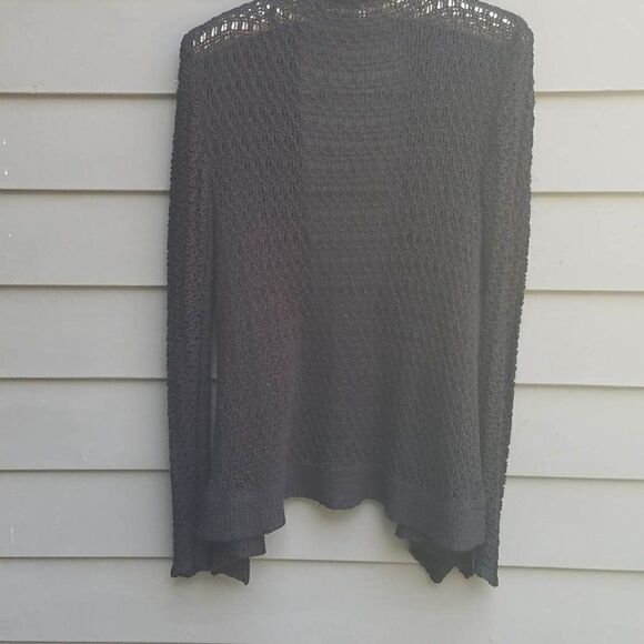Kiehls Black Crocheted Open Front Sweater Size S?M - Picture 4 of 8